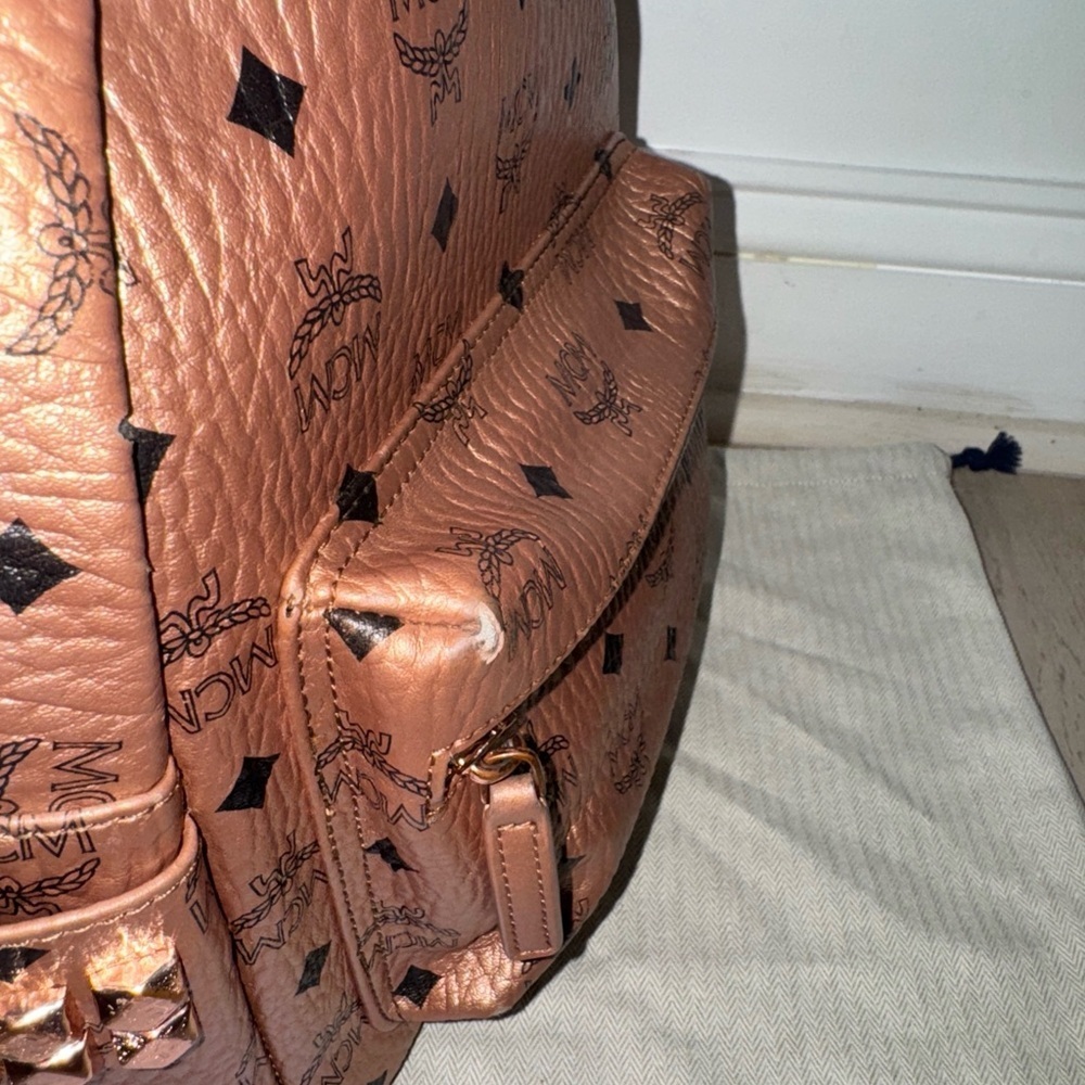 MCM Viestos Small Limited Edition Metallic Rose Studded Backpack $1080 - Picture 8 of 14